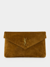 Saint Laurent Caramel Cognac Large Suede Envelope Pouch