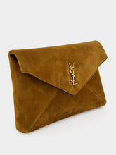 Saint Laurent Caramel Cognac Large Suede Envelope Pouch