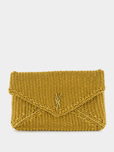 Saint Laurent Cassandre Large Envelope Pouch in Rope Natural Brown