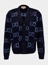 Gucci Navy Wool GG Intarsia Cardigan