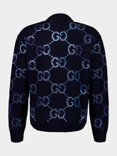 Gucci Navy Wool GG Intarsia Cardigan