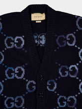 Gucci Navy Wool GG Intarsia Cardigan