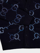 Gucci Navy Wool GG Intarsia Cardigan