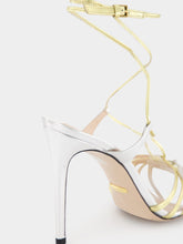 Gucci Metallic Silver and Gold Crystal 105mm Sandals
