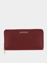 Gucci Ancora Red Zip Around Wallet with Script