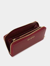Gucci Ancora Red Zip Around Wallet with Script