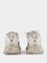 Balenciaga White and Blue Graffiti Runner Sneakers