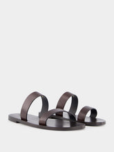 Saint Laurent Ultra Dark Brown Pepe Leather Slide Sandals