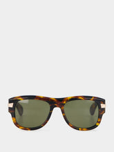 Gucci Dark Tortoiseshell Gold-Detail Square Sunglasses