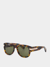 Gucci Dark Tortoiseshell Gold-Detail Square Sunglasses