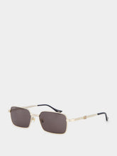 Gucci Rectangular Gold-Toned Grey Lens Sunglasses