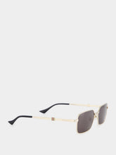 Gucci Rectangular Gold-Toned Grey Lens Sunglasses