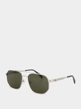 Alexander McQueen Green Floating Skull Metal Caravan Sunglasses