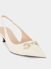 Gucci White Horsebit Slingback 45mm Pump