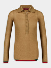 Gucci Camel Fine Rib Cashmere-Silk Knit Polo