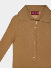 Gucci Camel Fine Rib Cashmere-Silk Knit Polo