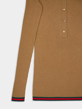 Gucci Camel Fine Rib Cashmere-Silk Knit Polo