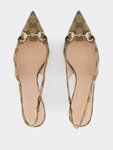 Gucci Beige GG Canvas Slingback Pumps with Horsebit