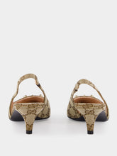 Gucci Beige GG Canvas Slingback Pumps with Horsebit