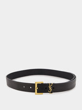 Saint Laurent Black Grained Lambskin Cassandre Belt