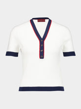 Gucci Stretch Rib Cotton V-Neck Top