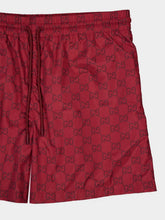 Gucci Maxi Gucci Print Burgundy Swim Shorts