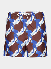 Gucci Brown Multicolour Printed Poplin Swim Shorts