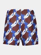 Gucci Brown Multicolour Printed Poplin Swim Shorts
