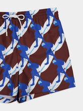 Gucci Brown Multicolour Printed Poplin Swim Shorts