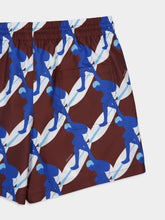 Gucci Brown Multicolour Printed Poplin Swim Shorts