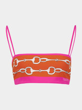 Gucci Horsebit Stripe Print Silk Crop Top