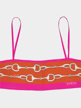 Gucci Horsebit Stripe Print Silk Crop Top