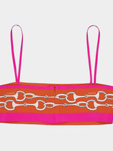 Gucci Horsebit Stripe Print Silk Crop Top