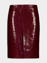 Gucci Rosso Ancora GG Embossed Shiny Leather Skirt