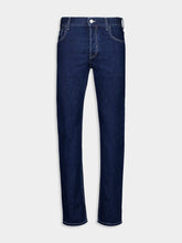 Dark Blue Lasered Tapered Denim Pants