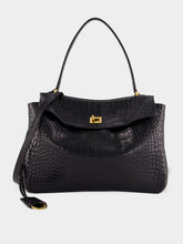 Balenciaga Black Rodeo Crocodile-Effect Leather Tote Bag