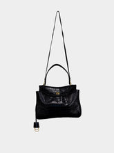 Balenciaga Black Rodeo Crocodile-Effect Leather Tote Bag