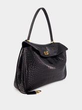 Balenciaga Black Rodeo Crocodile-Effect Leather Tote Bag