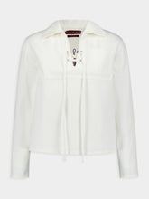 Gucci White Denim V-Neck Shirt with Strings