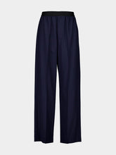 Balenciaga Dark Navy Straight-Fit Pinstripe Wool Trousers