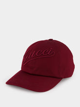 Gucci Burgundy Baseball Hat with Embroidery