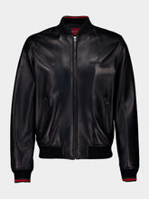 Gucci Leather Bomber Jacket with Web
