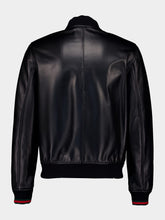 Gucci Leather Bomber Jacket with Web