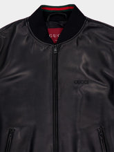 Gucci Leather Bomber Jacket with Web