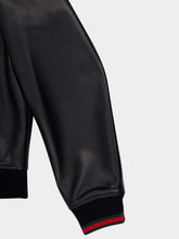 Gucci Leather Bomber Jacket with Web