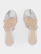 Gucci Silver Metallic Leather Sandal