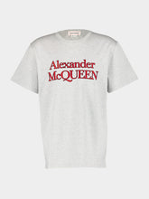 Alexander McQueen Logo Print Pale Grey Cotton T-Shirt