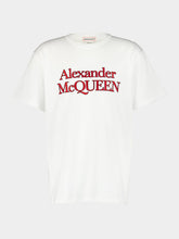 Alexander McQueen Logo Print White Cotton T-Shirt