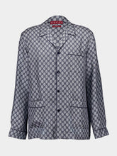 Gucci Navy GG Print Silk Shirt