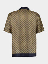 Gucci Beige and Blue Printed Silk Shirt